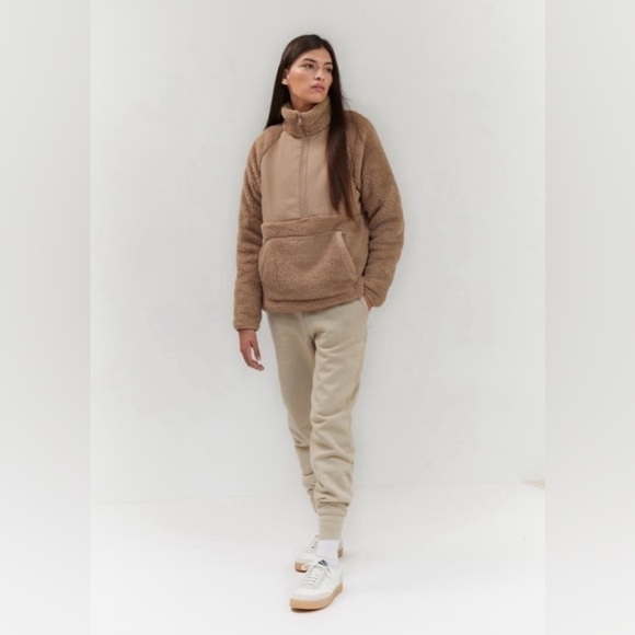 Girlfriend Collective Mushroom Everyone Half-Zip Fleece 9 Teddy Pullover Tan 3XL - Picture 2 of 9